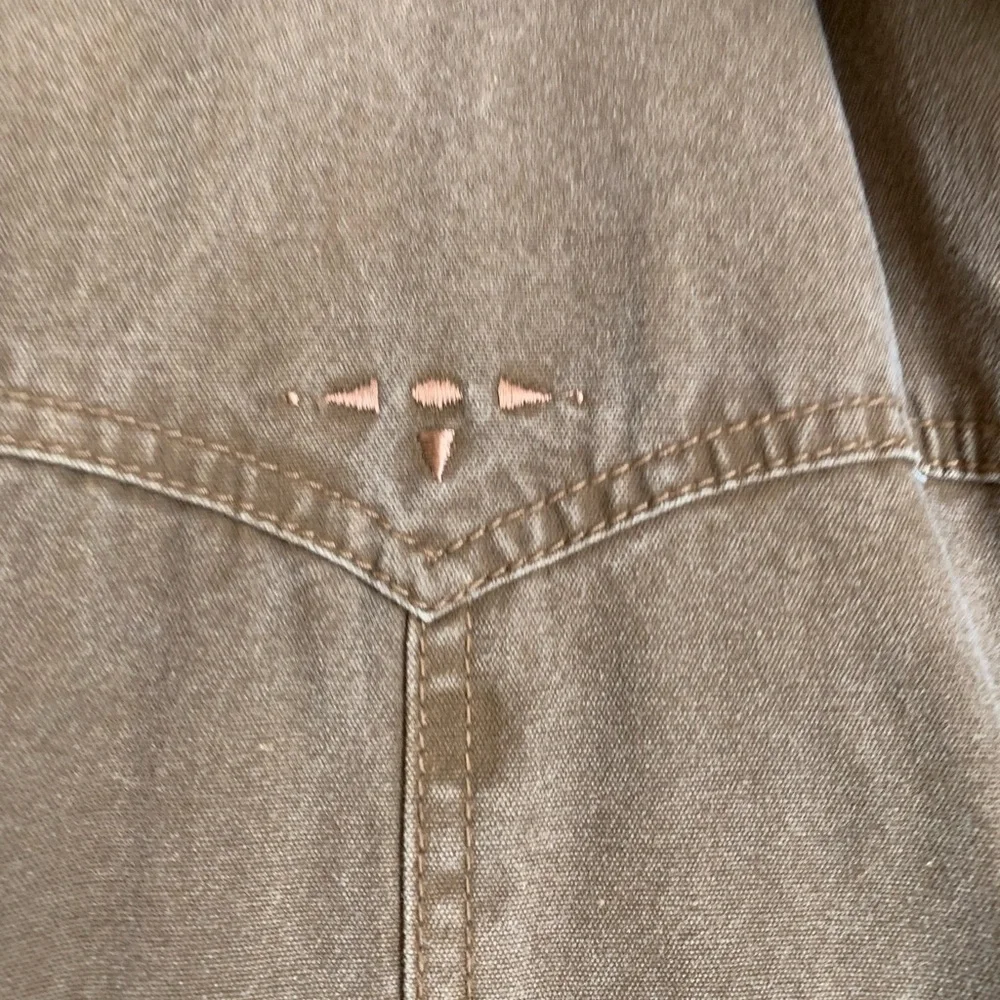 Kakadu Traders Australia Vest Brown Canvas Sherpa Lined  Leather Collar